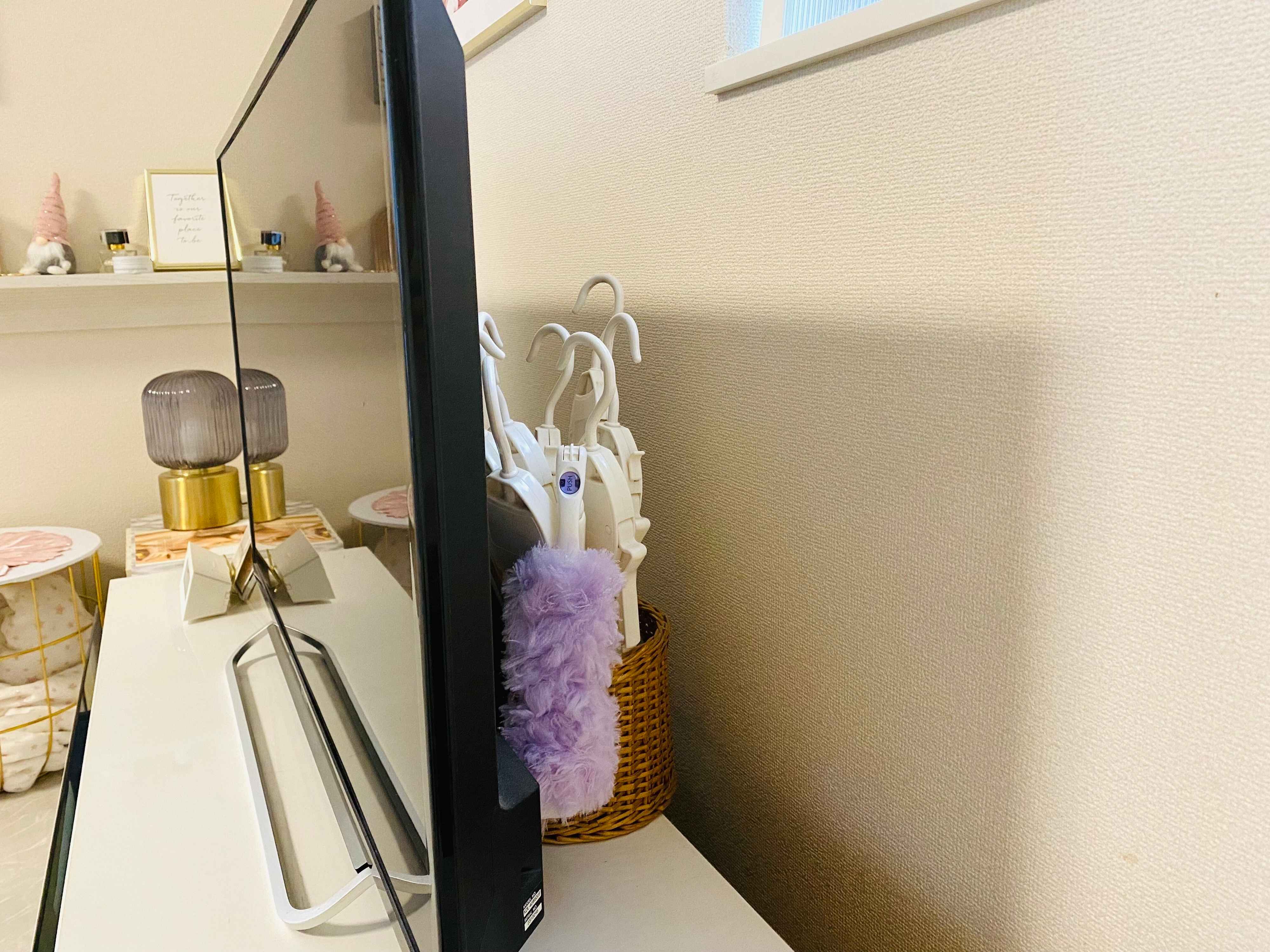 テレビの裏のハンディーモップ