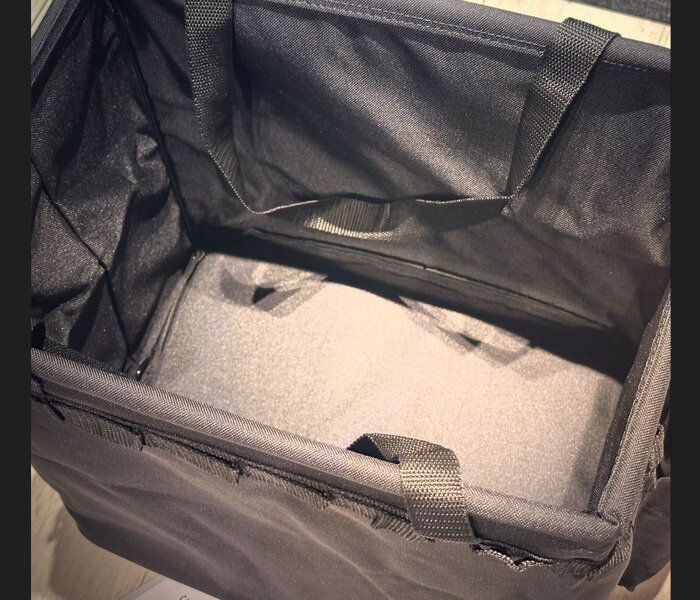 【キャンドゥ】見た目がカッコイイ!折りたたみ式コンテナバッグ