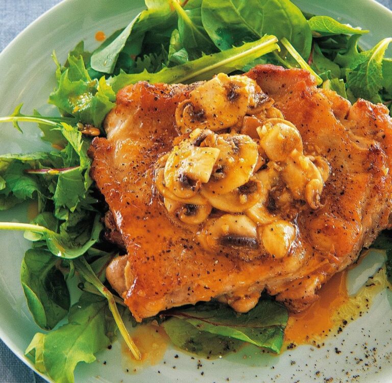 卵で作る簡単まろやかソースが「ウマ～！」鶏もも肉のグリル マッシュルームオランデーズソースレシピ