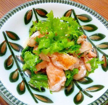 炙り サーモンハラス と わさび菜のポン酢和え