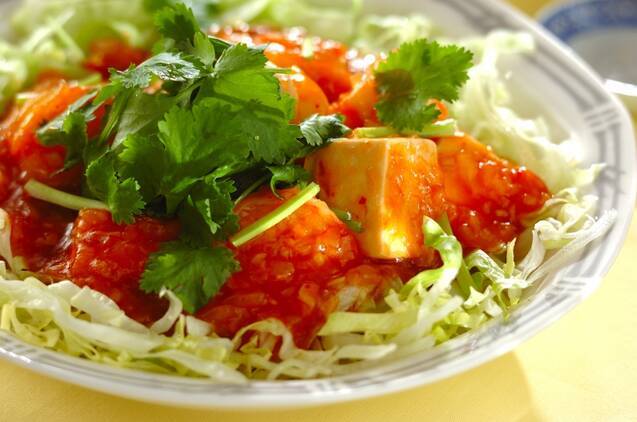 エビと豆腐のチリソース