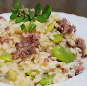 パルマ産黒豚のサルシッチャと空豆のリゾット