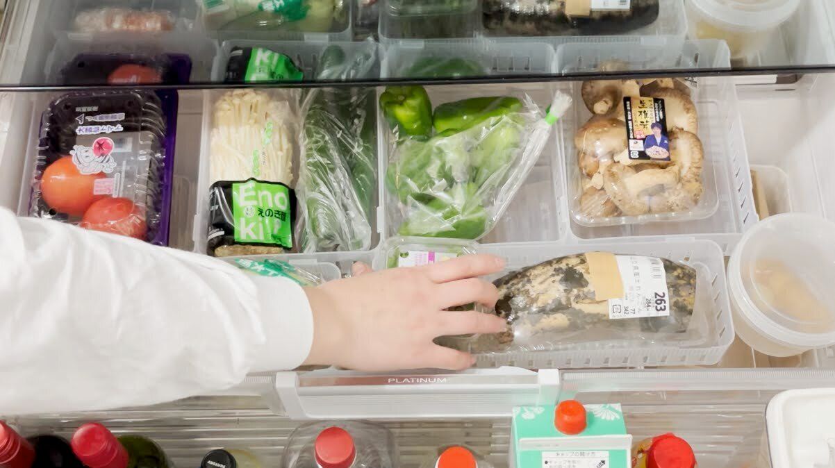 ケースで区切った野菜室