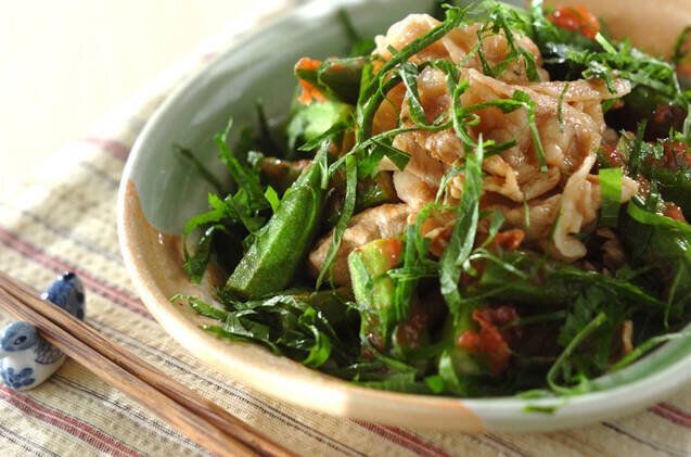 豚しゃぶと梅オクラ