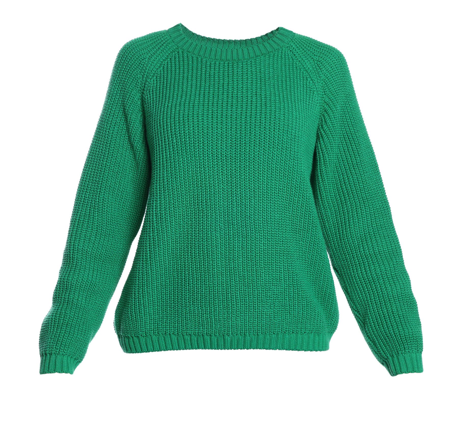 白で隔離された緑のニットセーター1枚