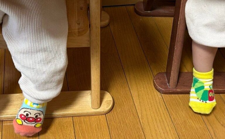 靴下を仲良くシェアする1歳半の双子がかわいすぎ！「今風センス」「おしゃれ」と、ママのアイデアに賞賛の声集まる