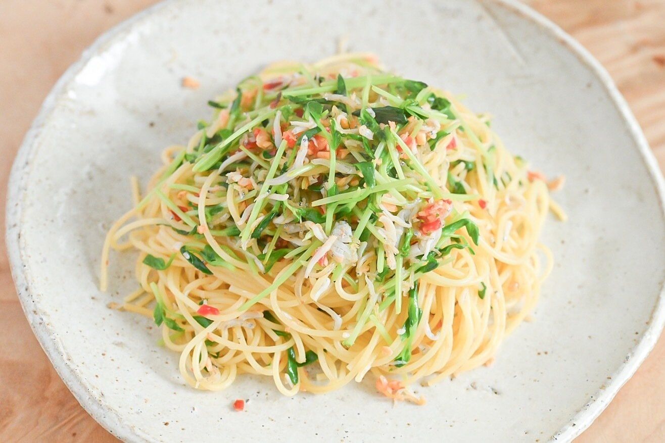 しらすと豆苗のパスタ