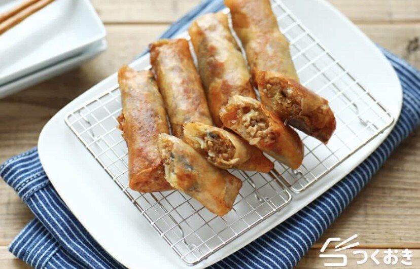 なすと春雨のミニ春巻き