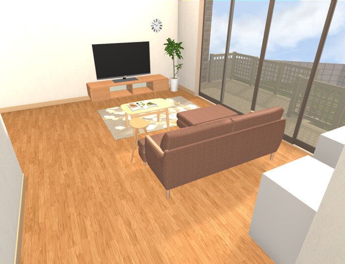 観葉植物が見えるリビング