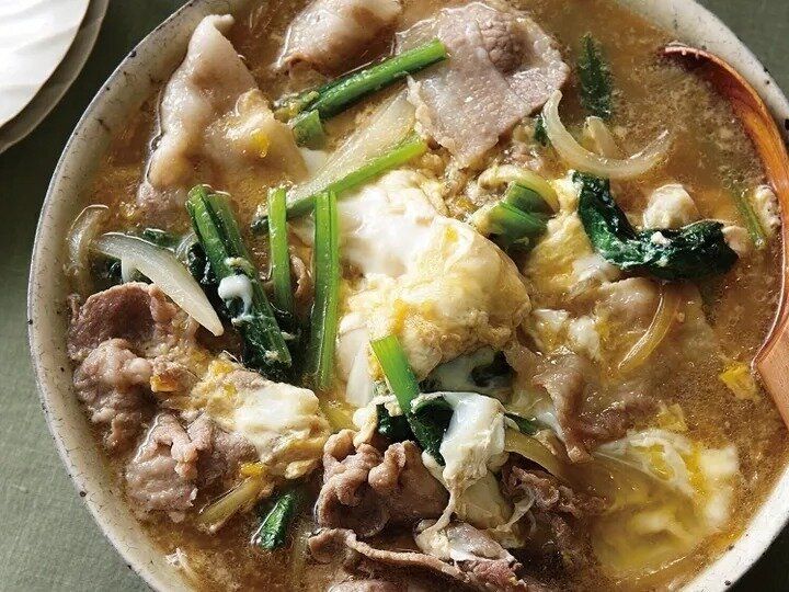 豚こまと小松菜の卵とじ