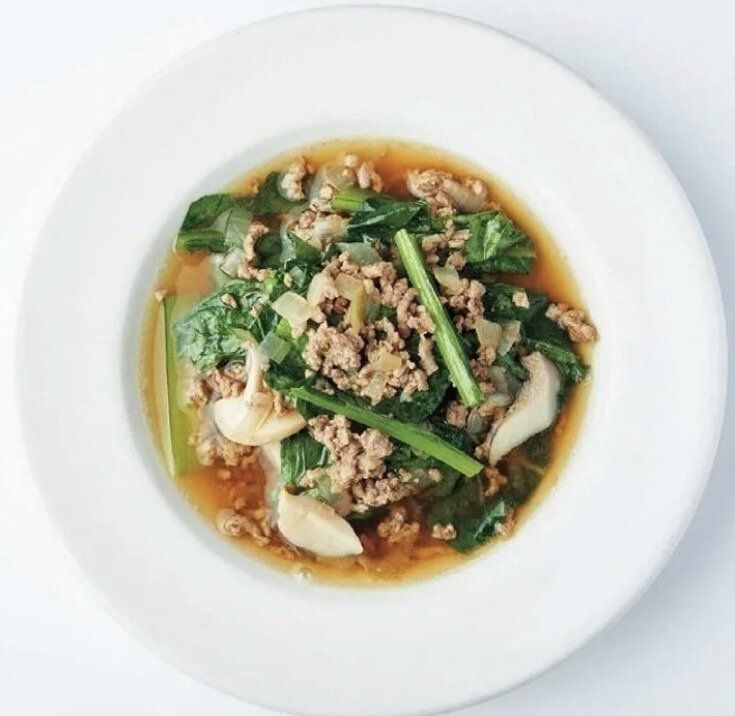 豚ひき肉と小松菜のスープ