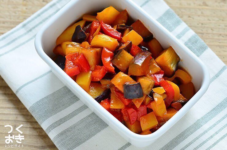 中華風。なすとパプリカのケチャップ炒め