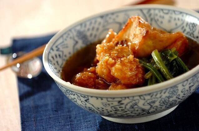 厚揚げと鶏の唐揚げの煮物