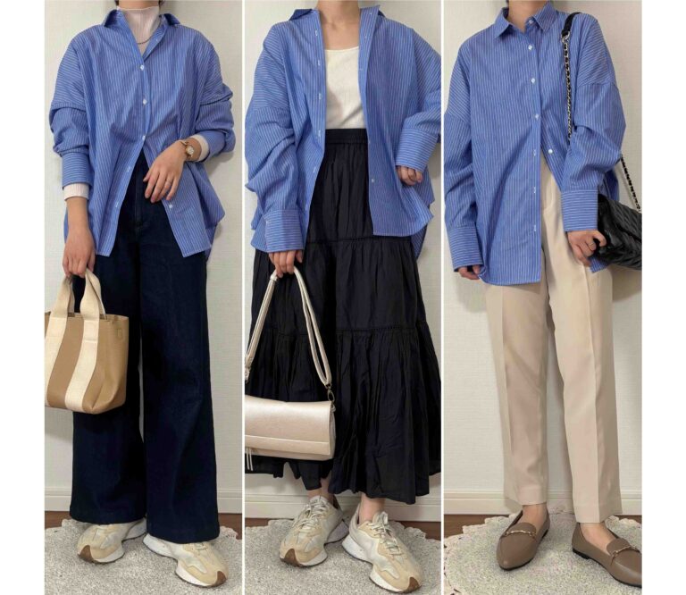 【しまむら】1,639円ストライプブルーシャツは今から春まで着回せる超優秀品！