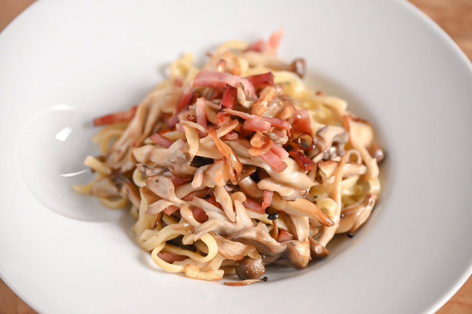 ベーコンときのこのパスタ