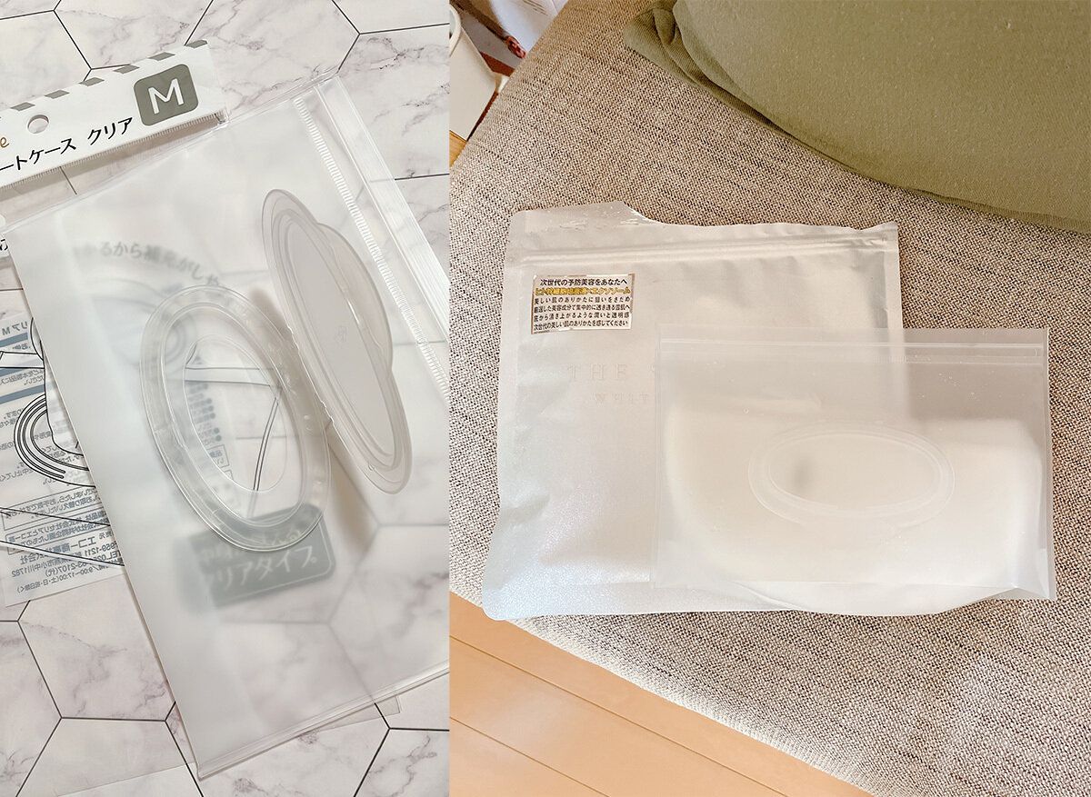 セリアのフタ付ウェットシートケースクリア