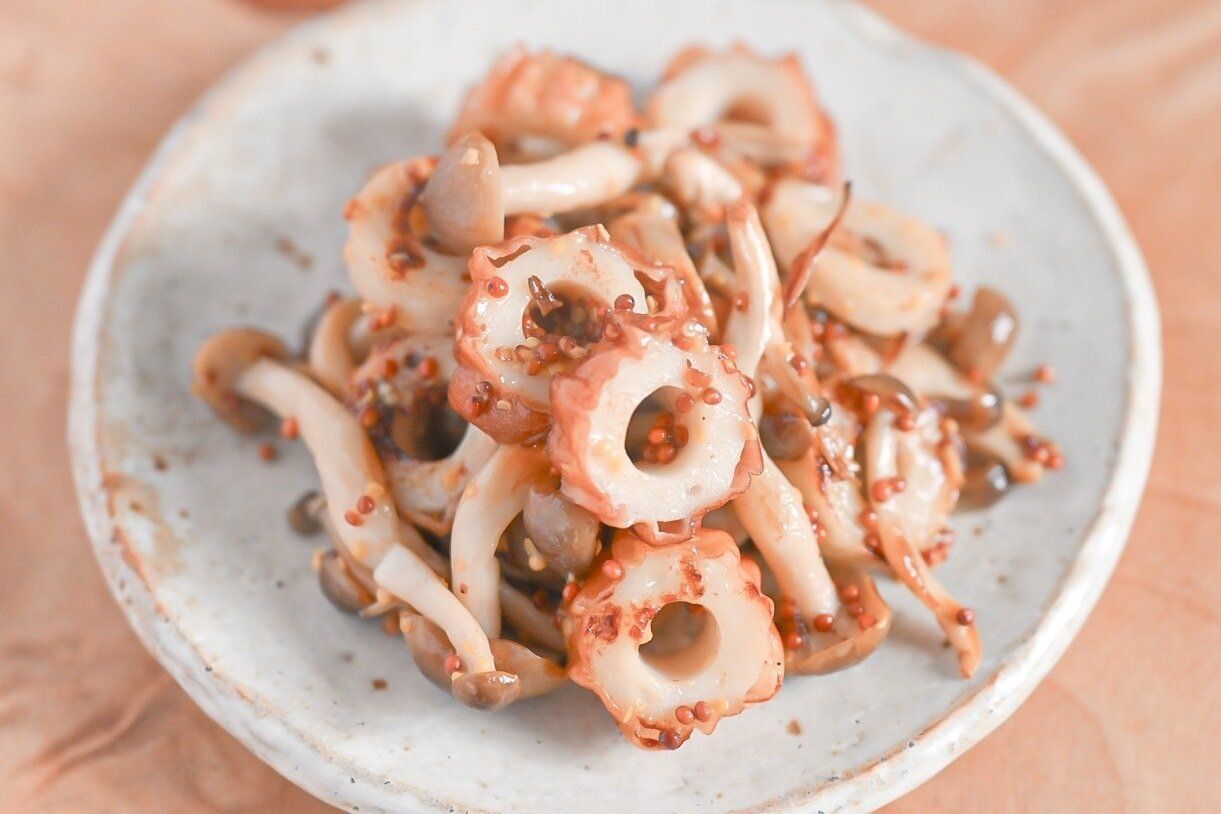 しめじとちくわの粒マスタード和え