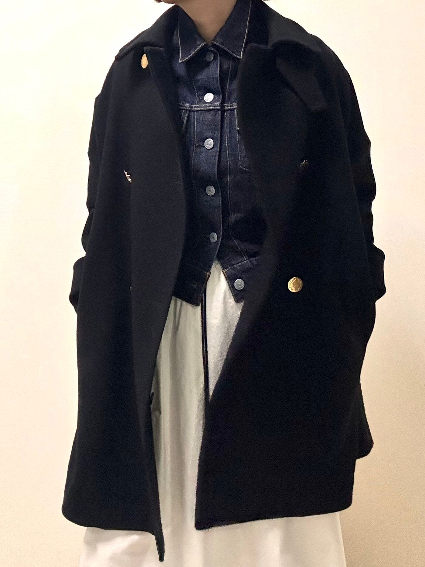 Gジャンとコートを重ね着