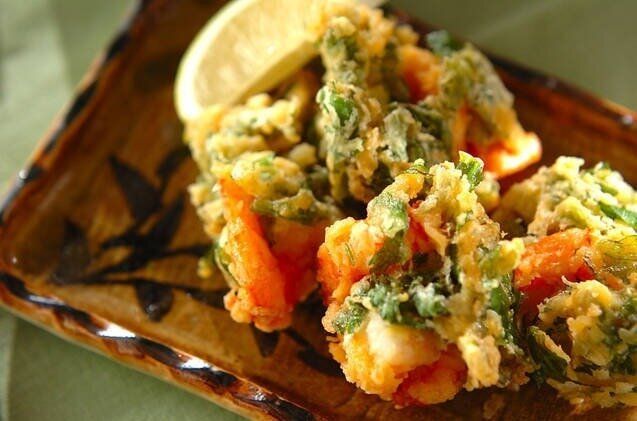 エビと春菊のかき揚げ