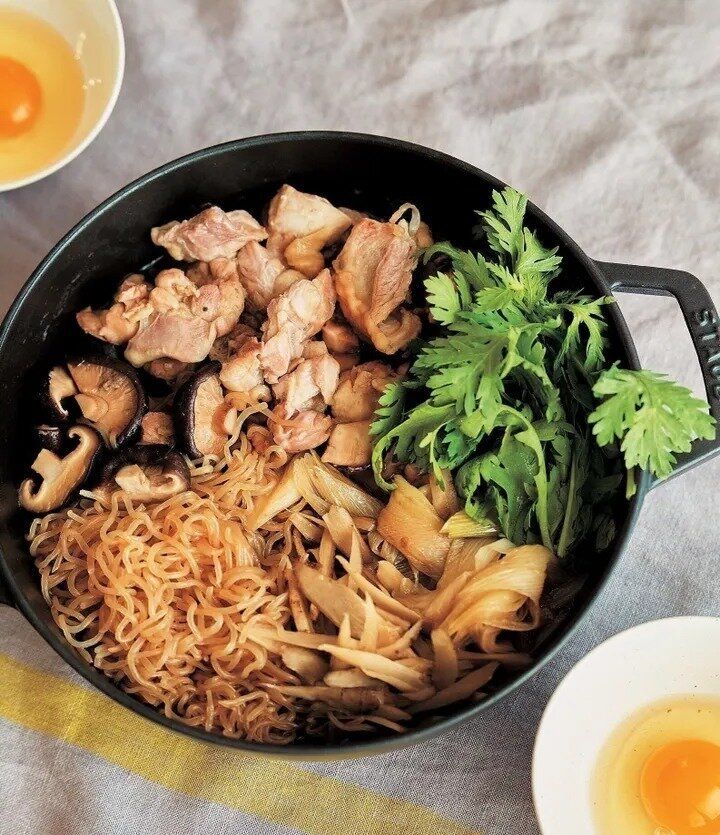 春菊入り鶏すき焼き