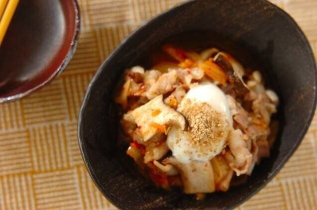 エリンギ入りレンジ豚キムチ