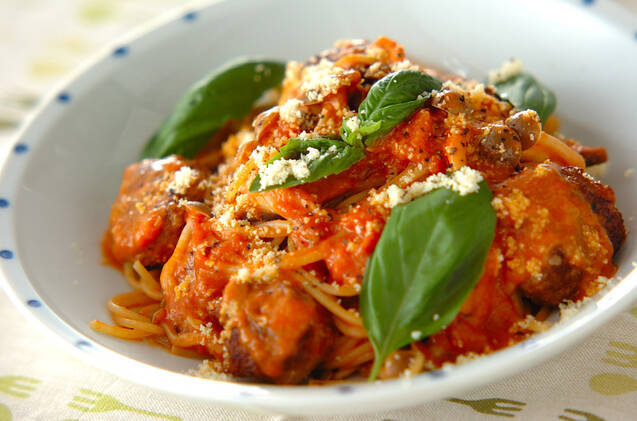 キノコミートボールパスタ