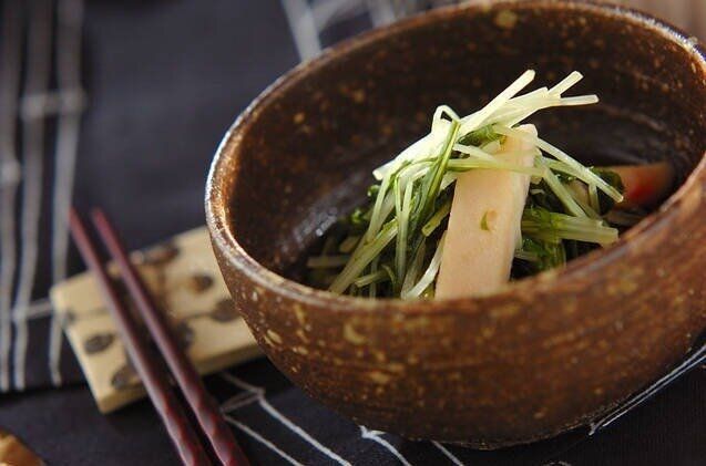 水菜とショウガ天のサッと煮