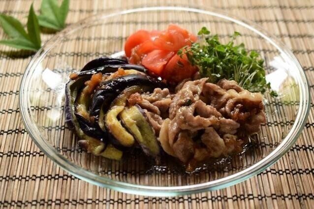 蒸しナスと豚肉のサッパリ梅だれ(豚肉薄切り)