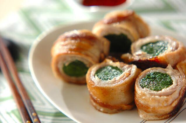 豚バラ肉のニラ巻き