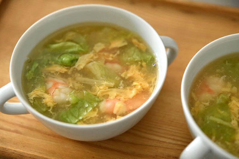 具だくさん!エビの生姜かきたま汁(スープ)のレシピ