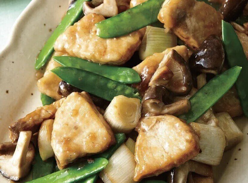 こくうましょうゆ味!めかじきとしいたけのガーリックバター炒め