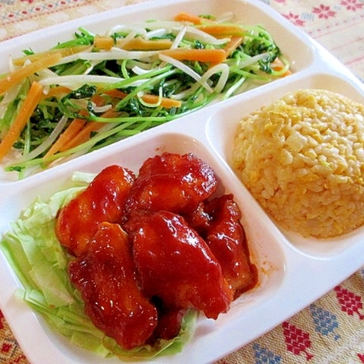 鶏むね肉の甘酢炒めでヘルシー中華ワンプレート