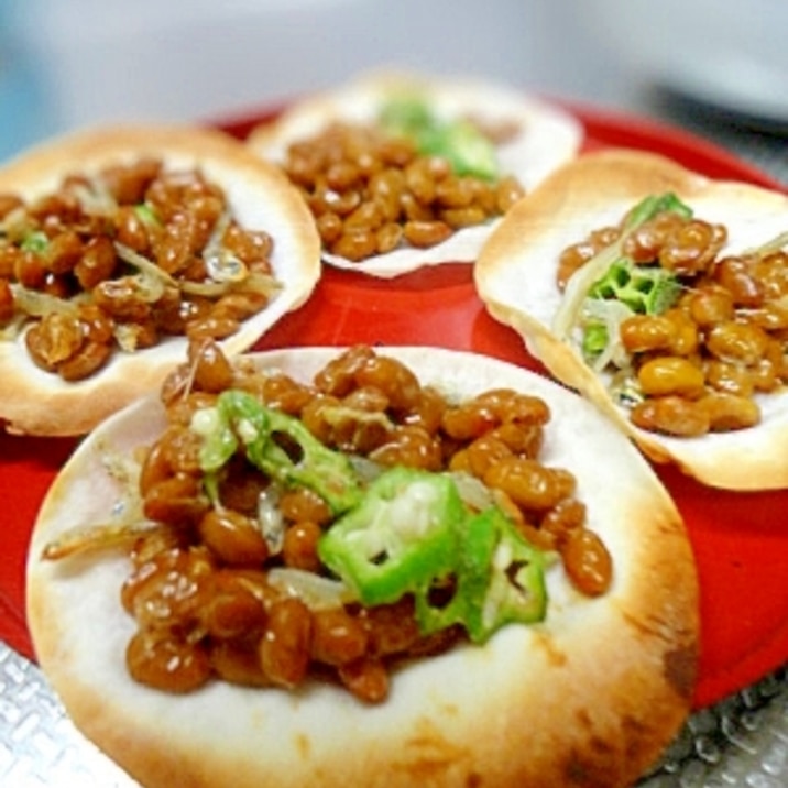 しらすと納豆の餃子の皮カナッペ レシピ・作り方