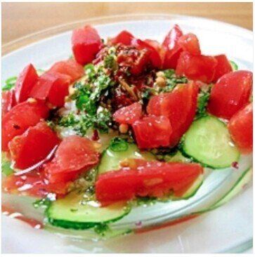 フローズントマトの冷やし茶漬け