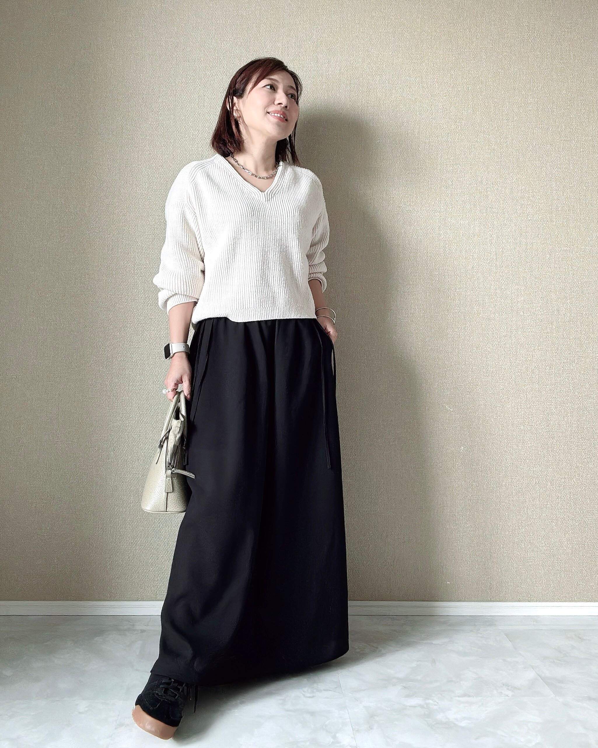 メッシュギャザーロングスリットスカート