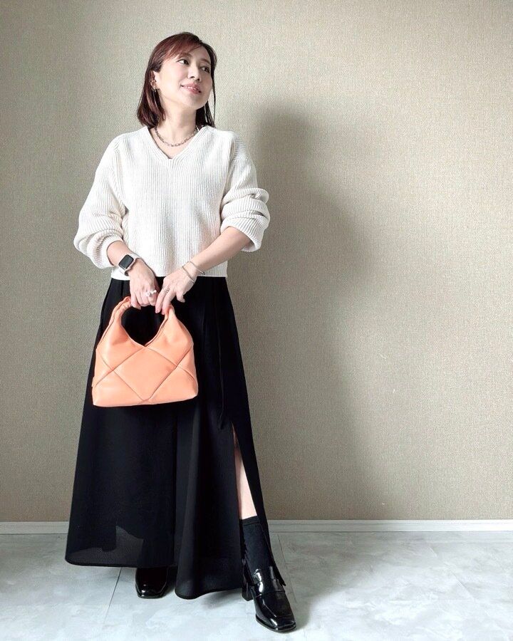 メッシュギャザーロングスリットスカート