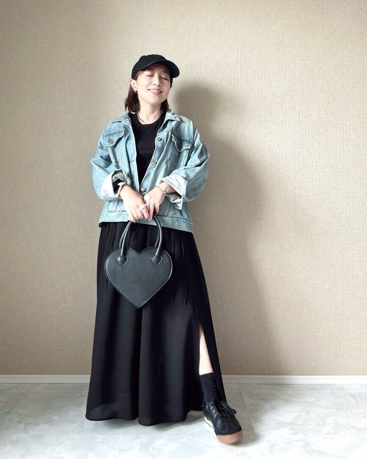 メッシュギャザーロングスリットスカート