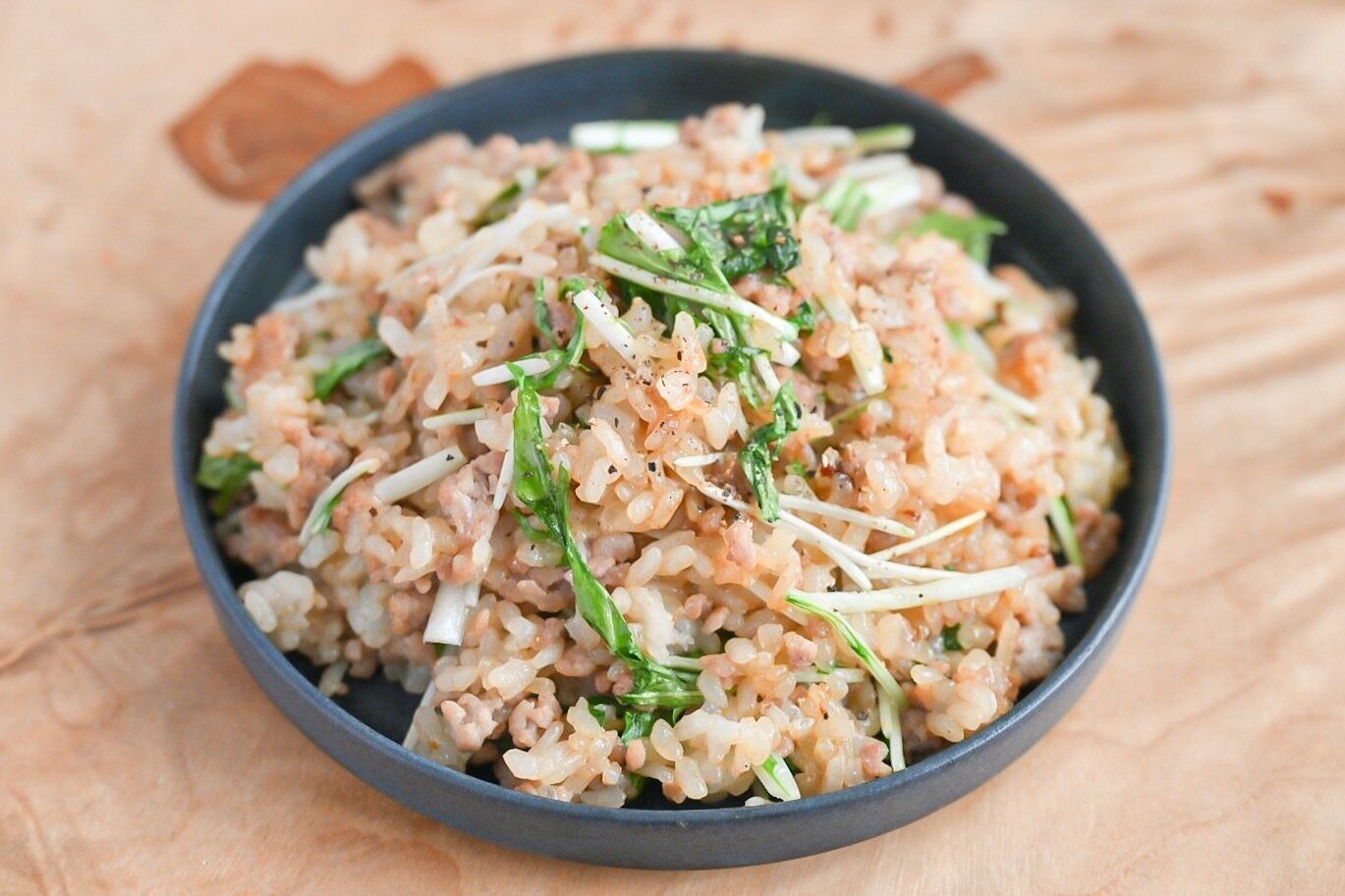 水菜と豚肉のチャーハン