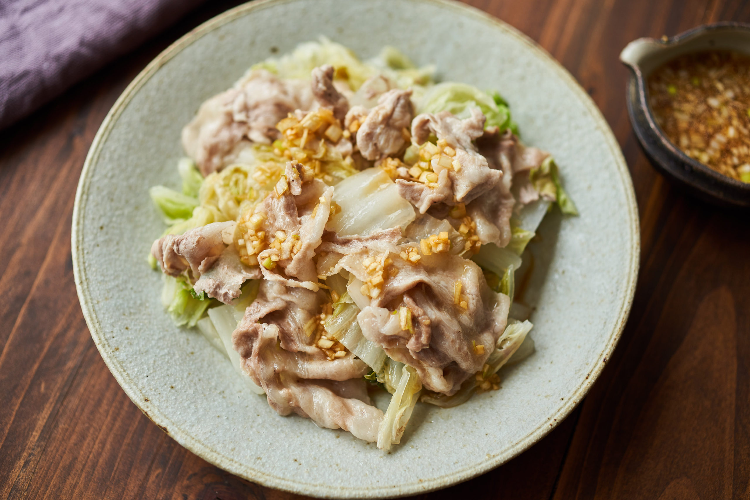 【糖質控えめレシピ】豚肉と白菜のフライパン蒸し 香味ねぎだれのレシピ