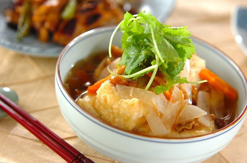 おいしい!ナメコあんかけ揚げ出し豆腐