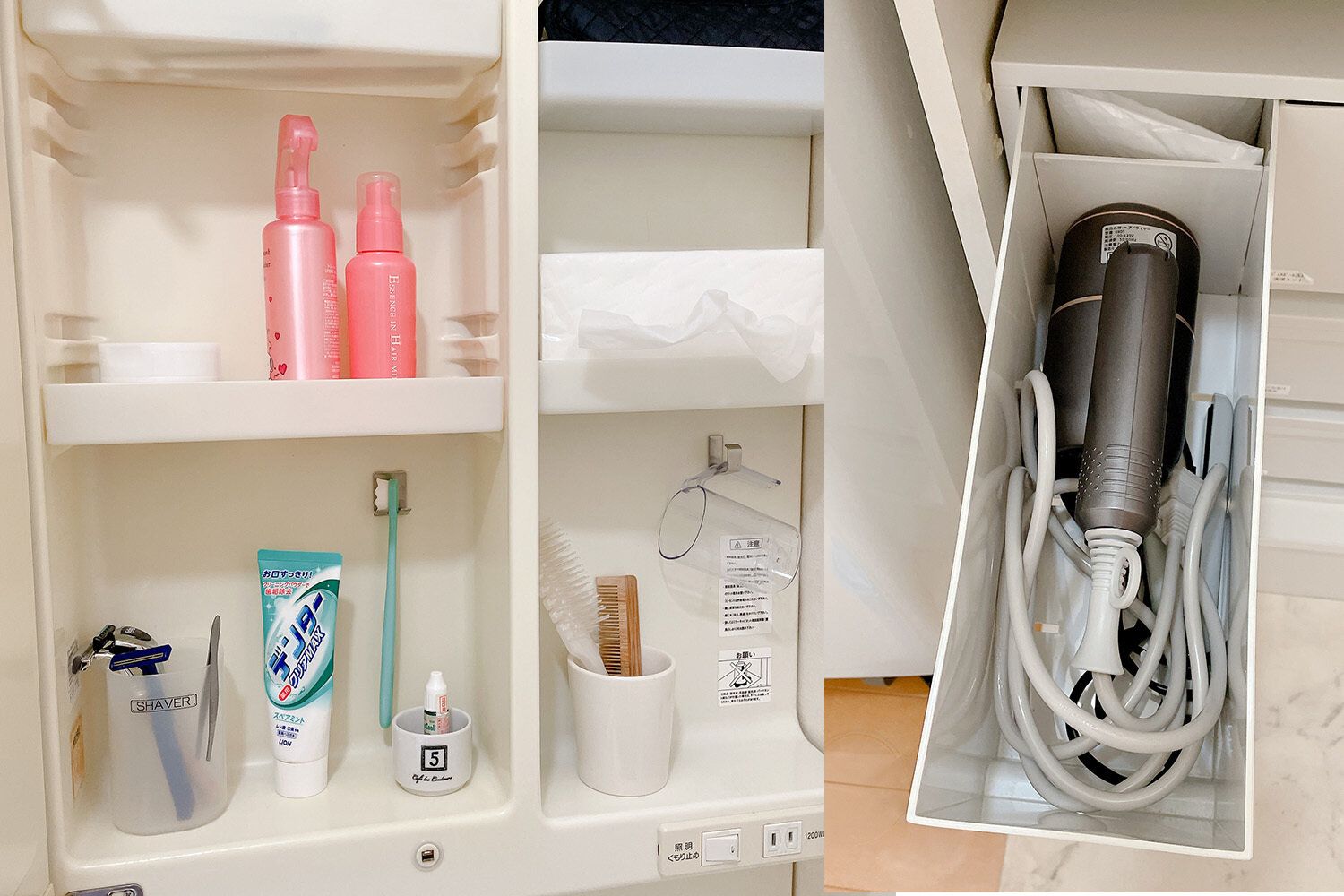 鏡裏とドライヤー収納
