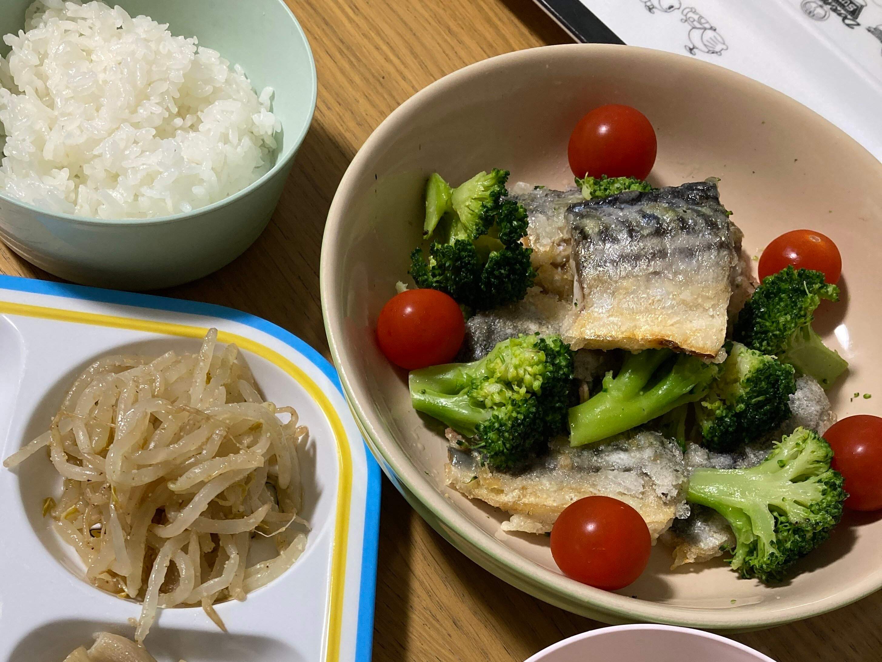 サバのクレイジー焼きともやしのナムル