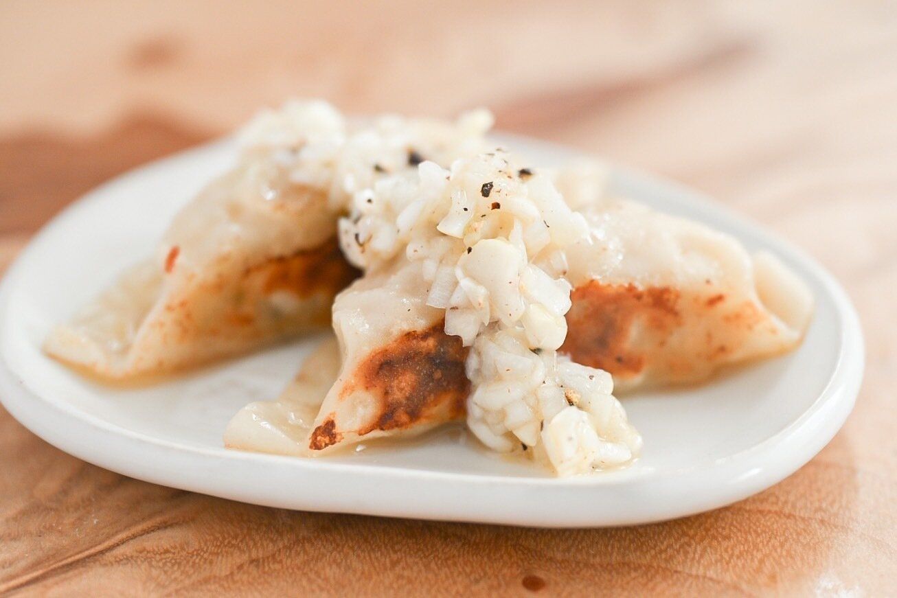餃子の長ネギレモンがけ