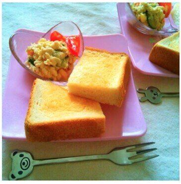 朝ご飯プレート♪子供が大好きメープルシロップパン