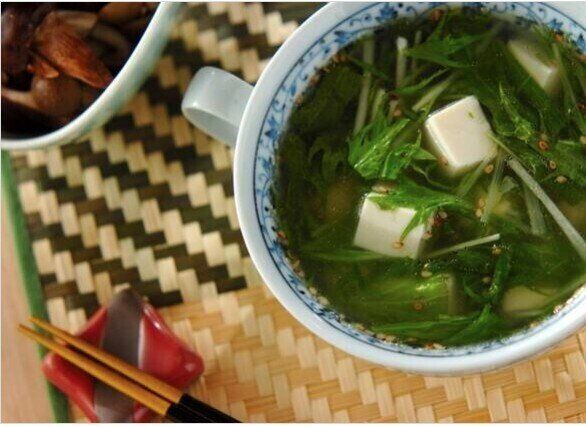 豆腐と水菜の中華スープ