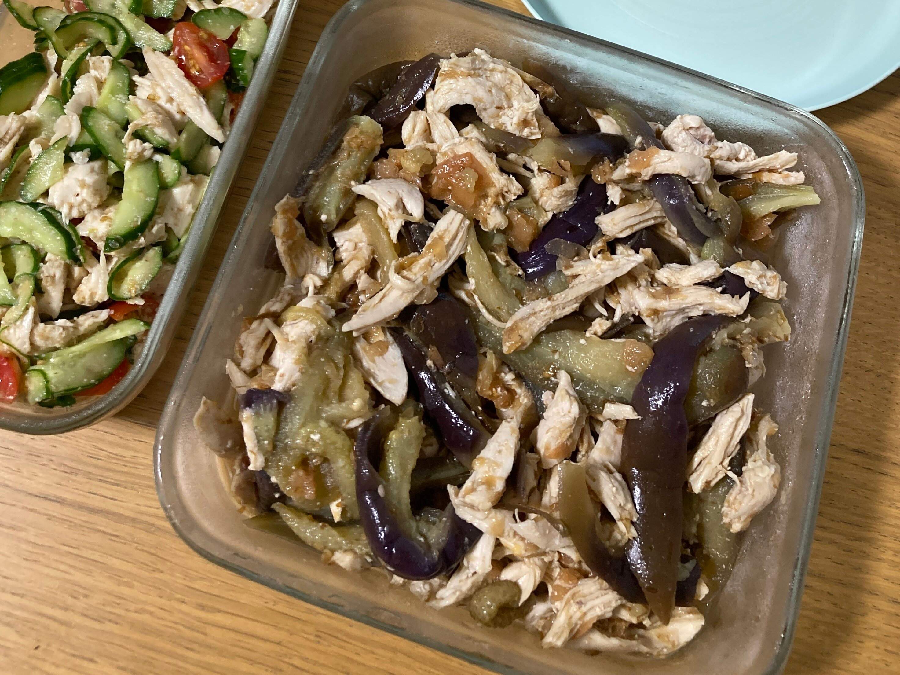 鶏胸肉とナスの梅ポン酢和え