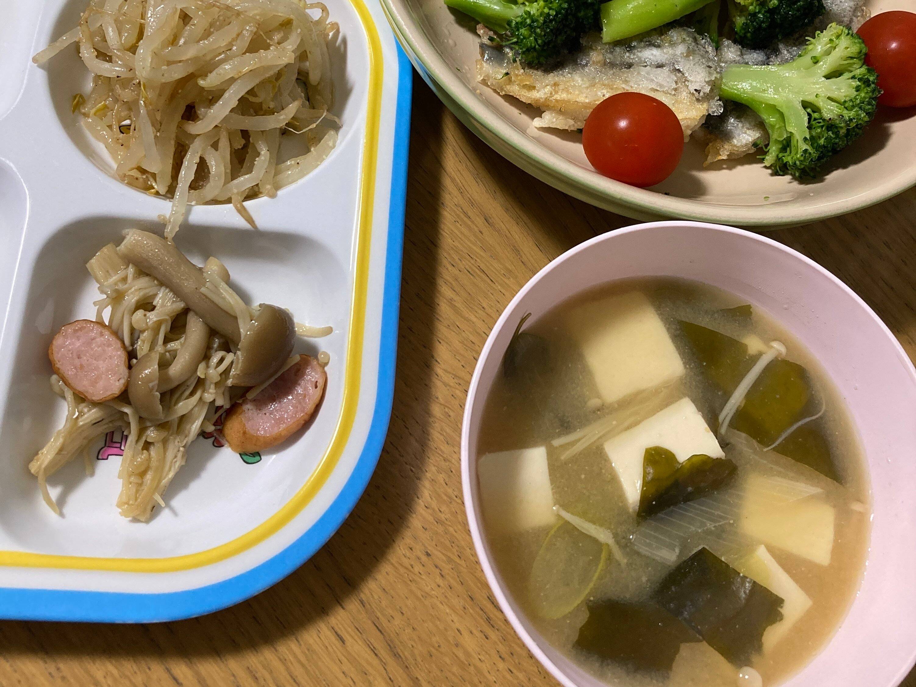 豆腐のお味噌汁ときのこソテー