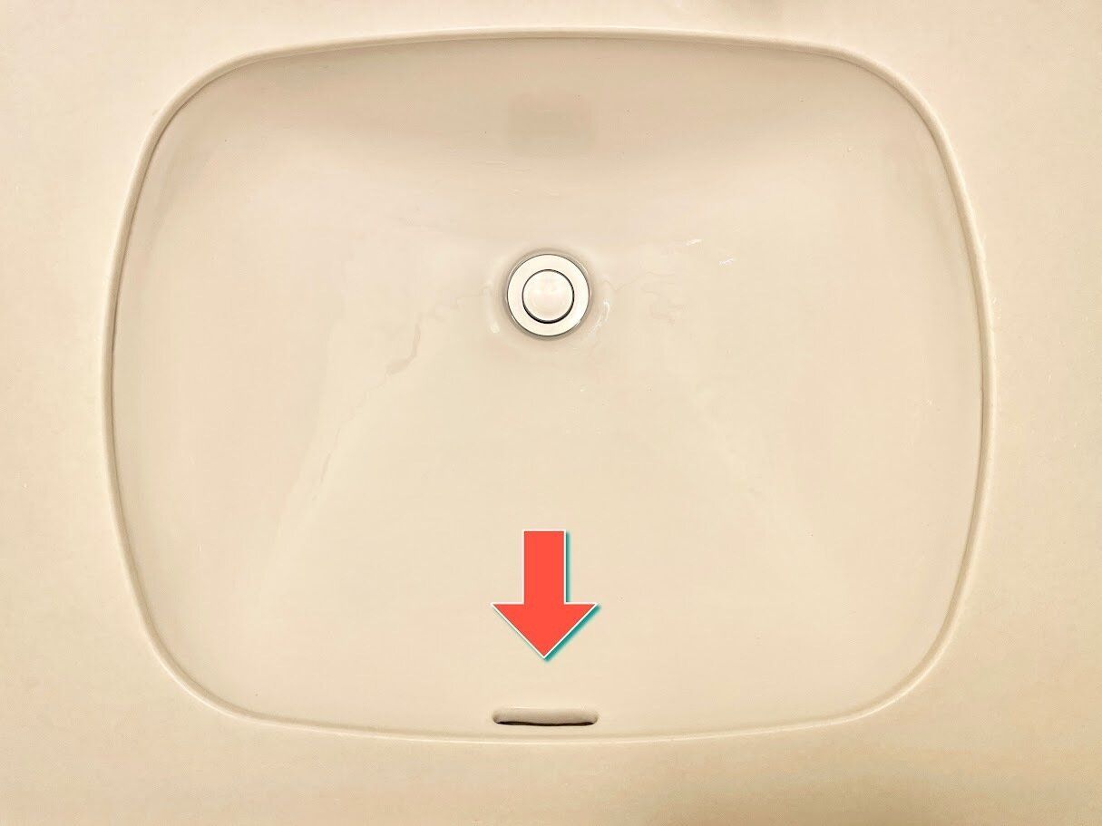 洗面ボウルのオーバーフロー