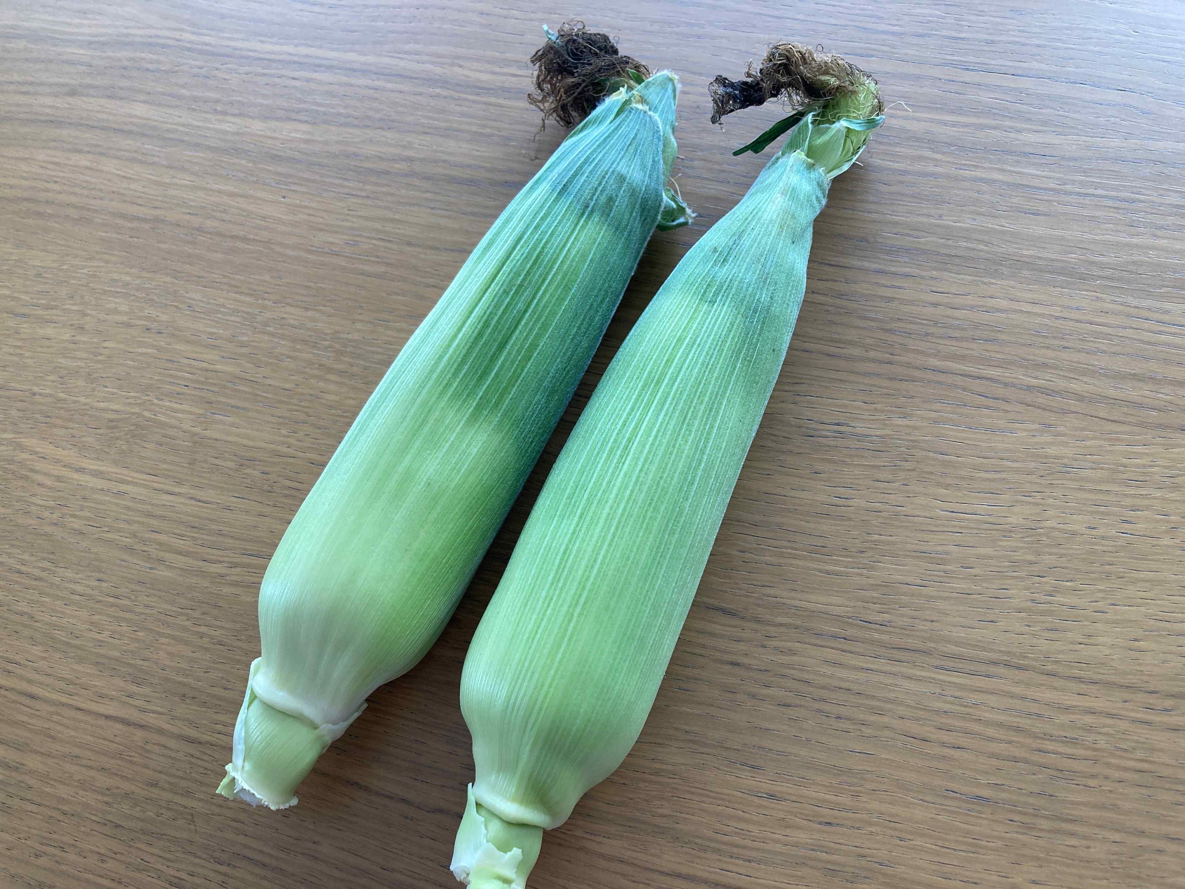 皮のついた新鮮なとうもろこし