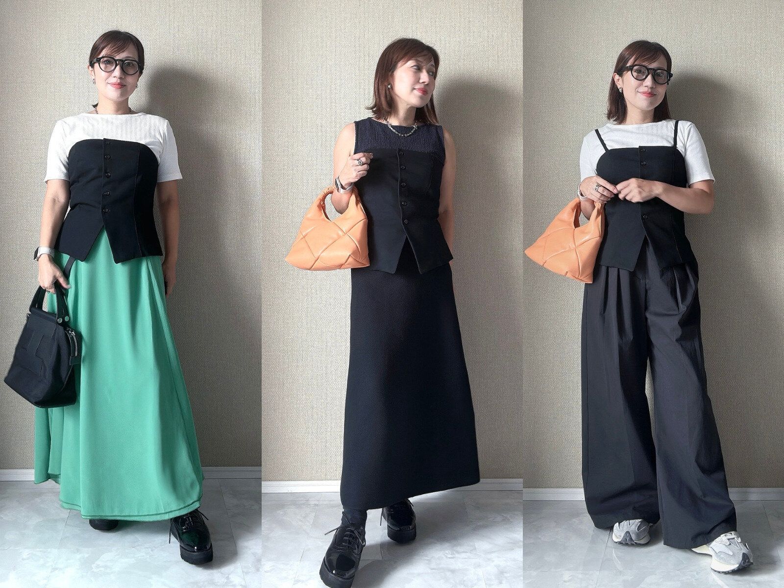 GU フロントボタンビスチェ　40代コーデ